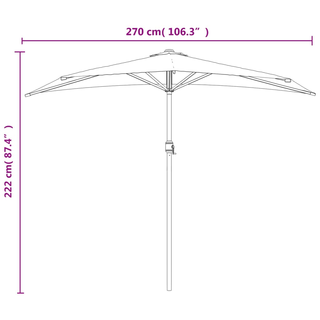 Balkonski suncobran s aluminijskom šipkom 270 x 144 cm antracit