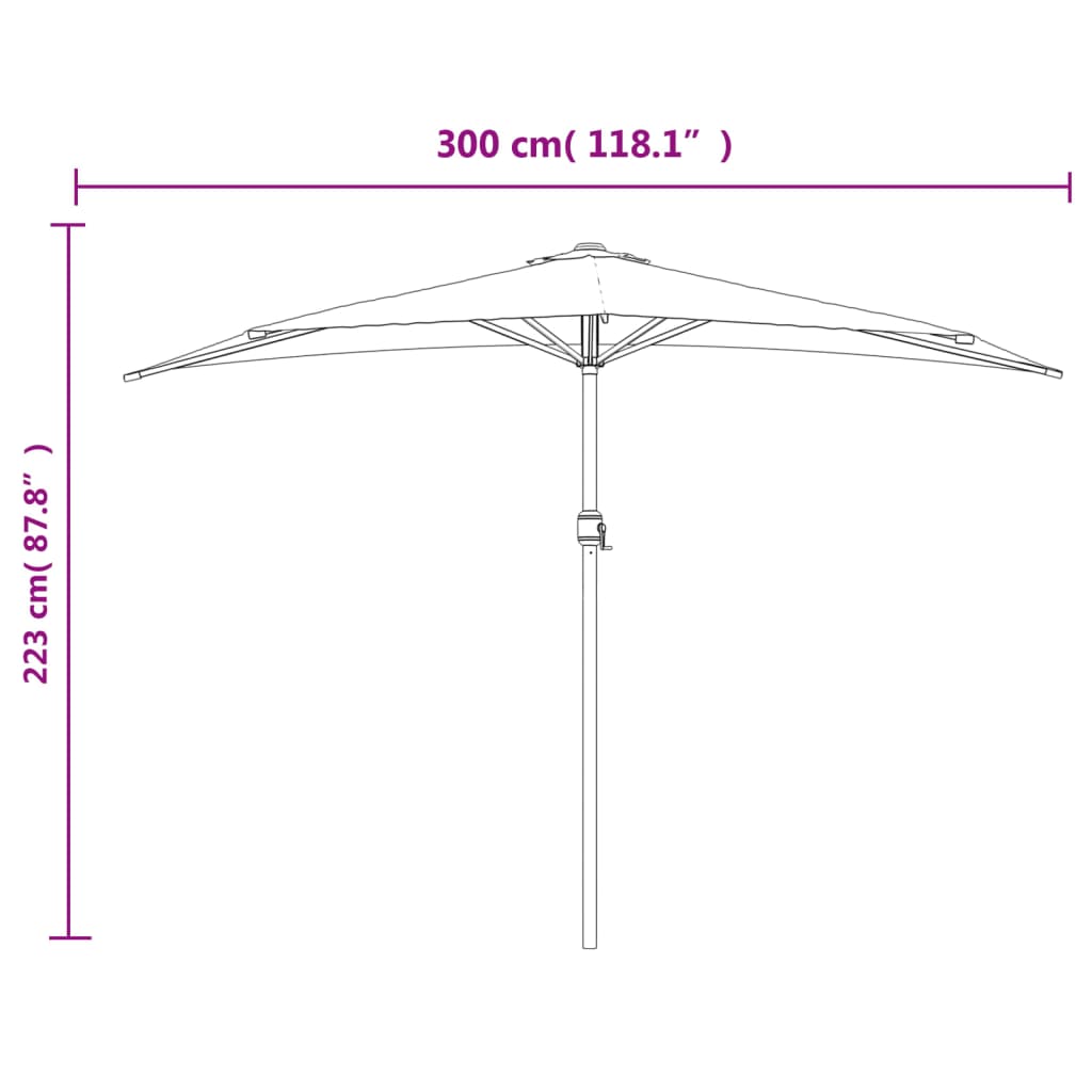 Balkonski suncobran s aluminijskom šipkom 300x155 cm