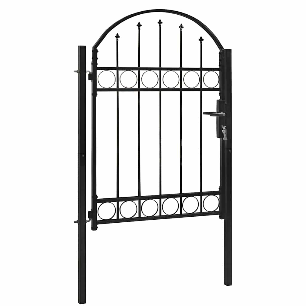 Vrata za ogradu ASSEN s lučnim vrhom čelik 102x125 cm crna