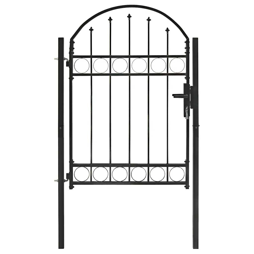Vrata za ogradu ASSEN s lučnim vrhom čelik 102x125 cm crna