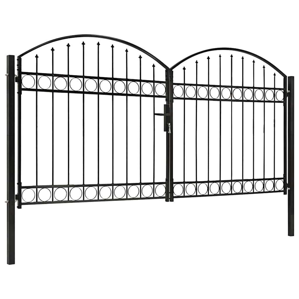 Vrata za ogradu ASSEN dvostruka vrata s lučnim vrhom čelik 300x150 cm