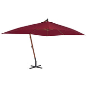 Konzolni vrtni suncobran s drvenim stupom 400 x 300 cm bordo