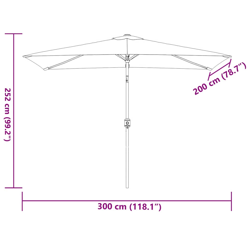 Vanjski suncobran s metalnim stupom 300 x 200 cm bordo