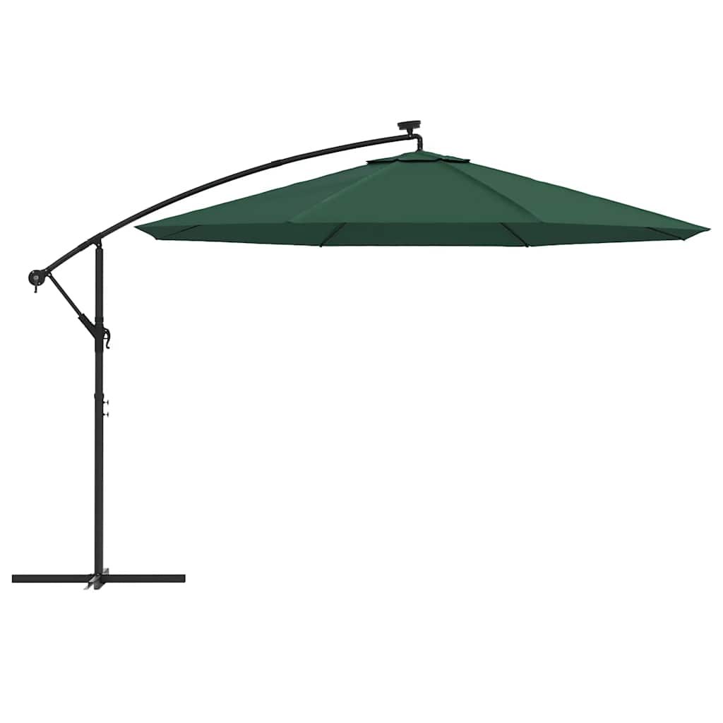 Konzolni vrtni suncobran LED s metalnim stupom 350 cm zeleni