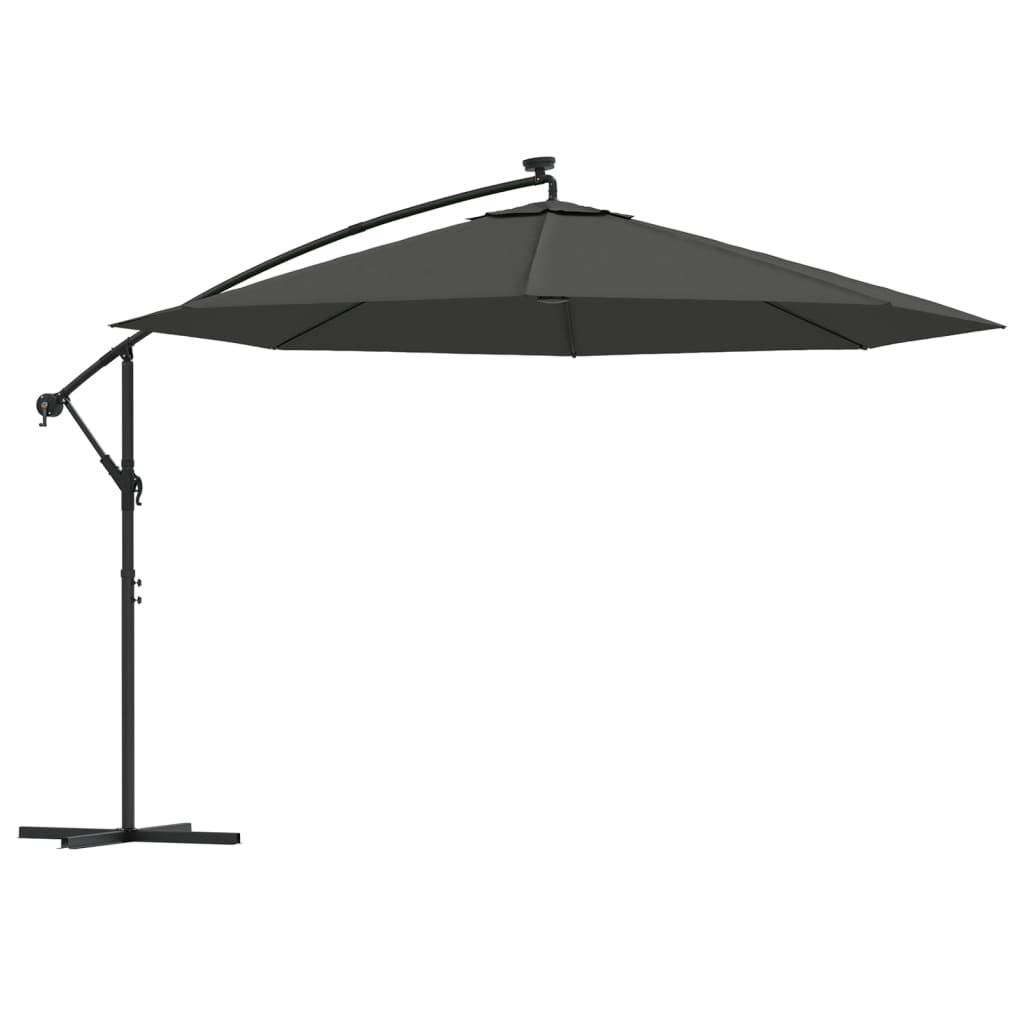 Konzolni vrtni suncobran LED s metalnim stupom 350 cm antracit