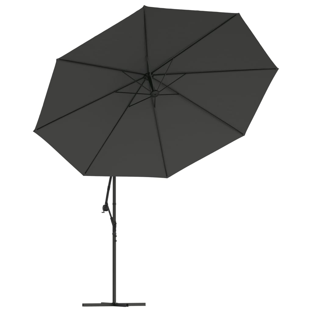 Konzolni vrtni suncobran LED s metalnim stupom 350 cm antracit
