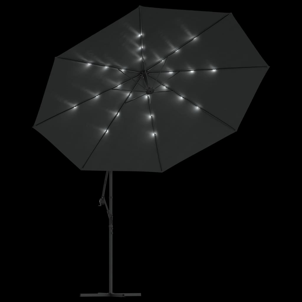 Konzolni vrtni suncobran LED s metalnim stupom 350 cm antracit