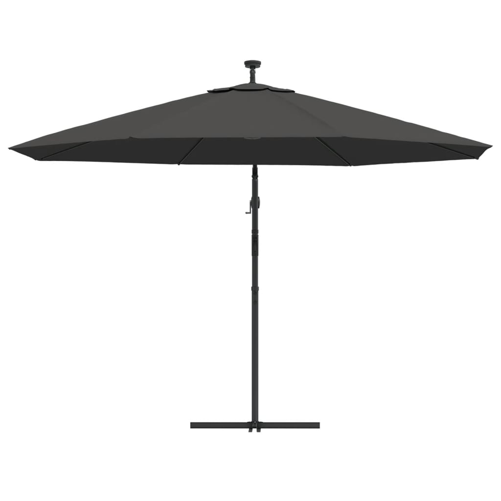 Konzolni vrtni suncobran LED s metalnim stupom 350 cm antracit