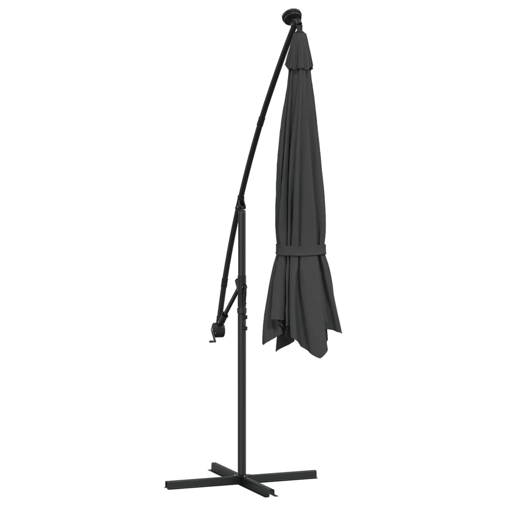 Konzolni vrtni suncobran LED s metalnim stupom 350 cm antracit