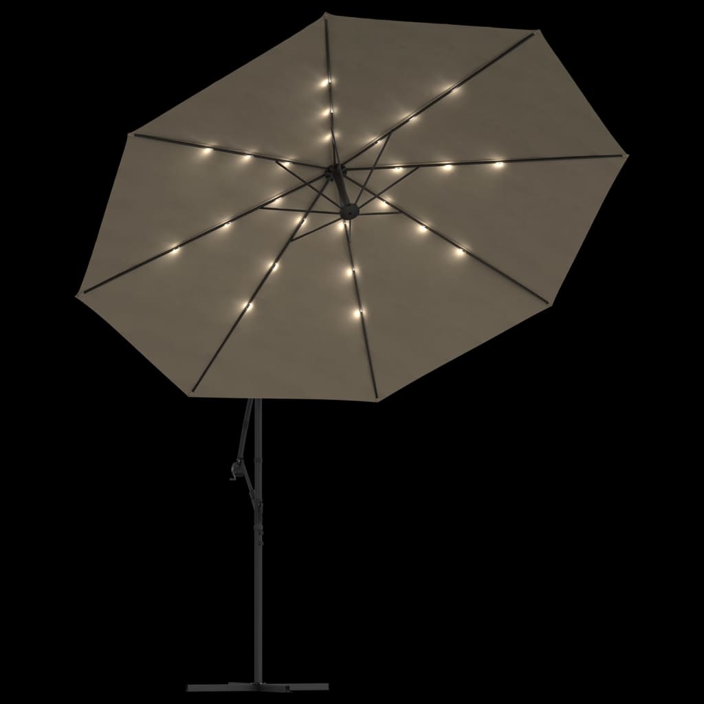 Konzolni vrtni suncobran LED s metalnim stupom 350 cm smeđesivi