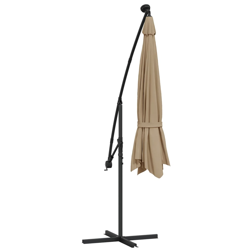 Konzolni vrtni suncobran LED s metalnim stupom 350 cm smeđesivi