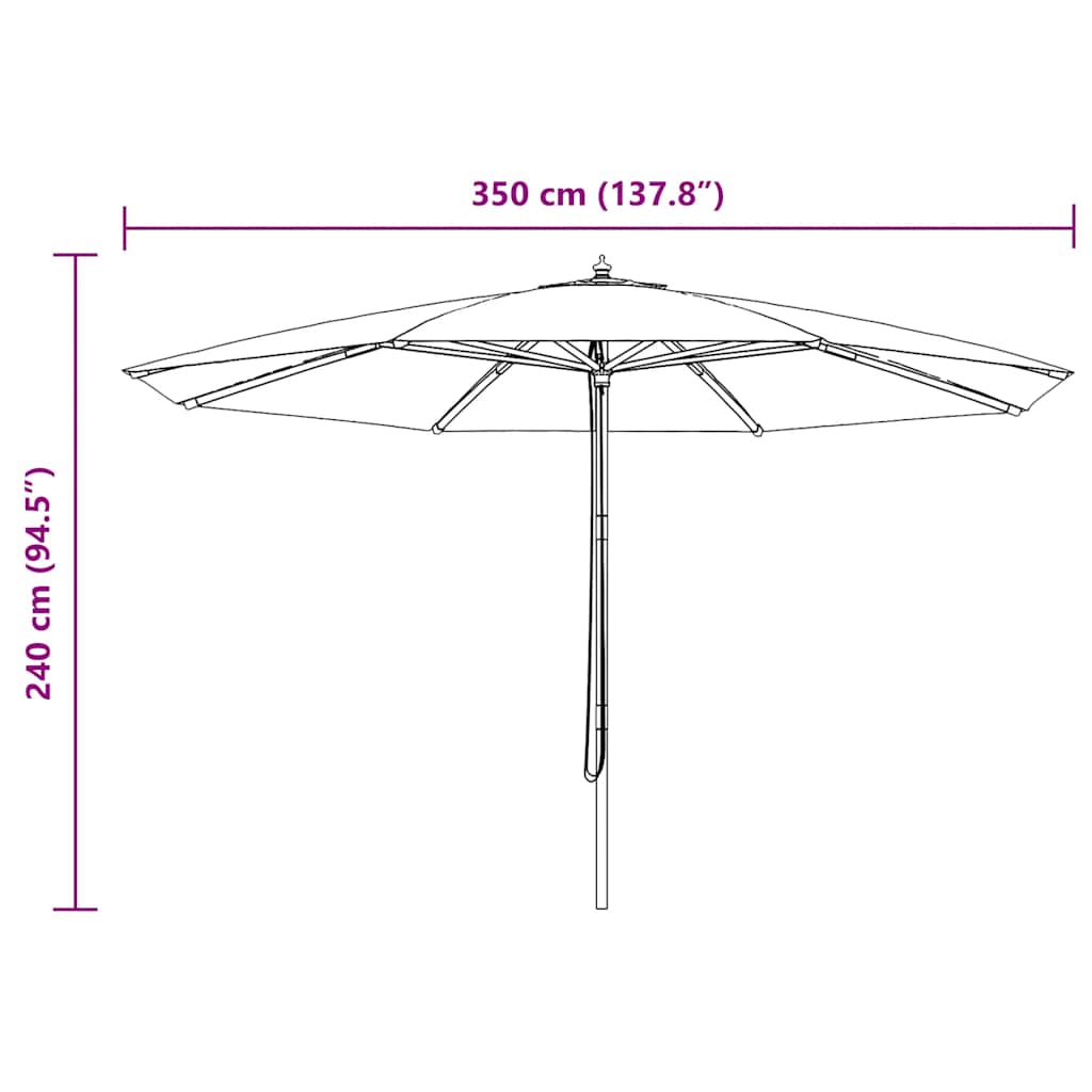 Vrtni suncobran s drvenom šipkom 350 cm antracit