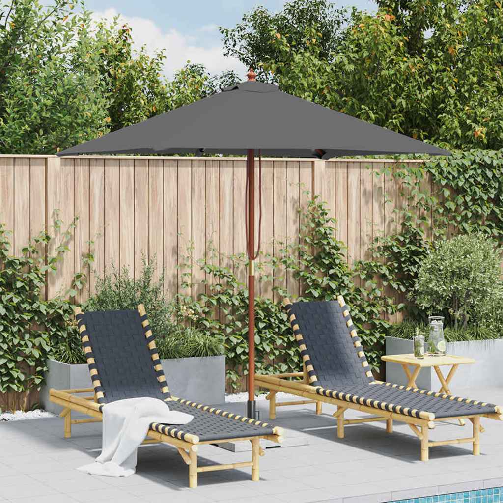 Vanjski suncobran s drvenim stupom 150 x 200 cm antracit