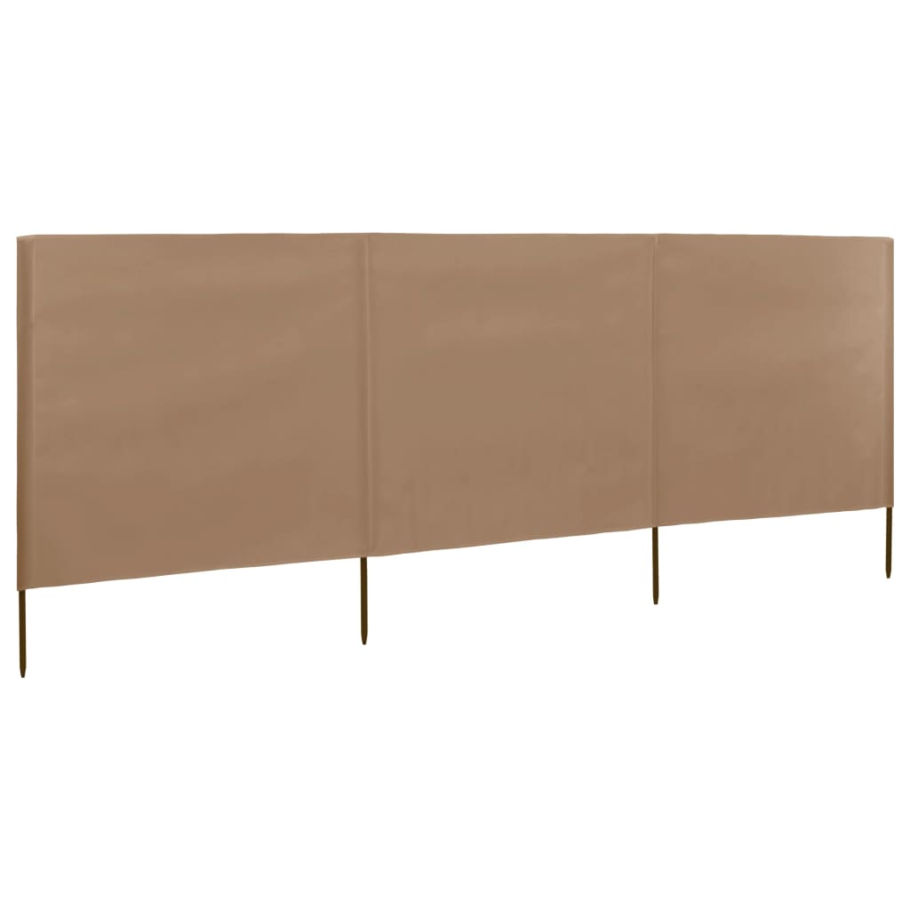 Vjetrobran s 3 panela od tkanine 400 x 120 cm bež