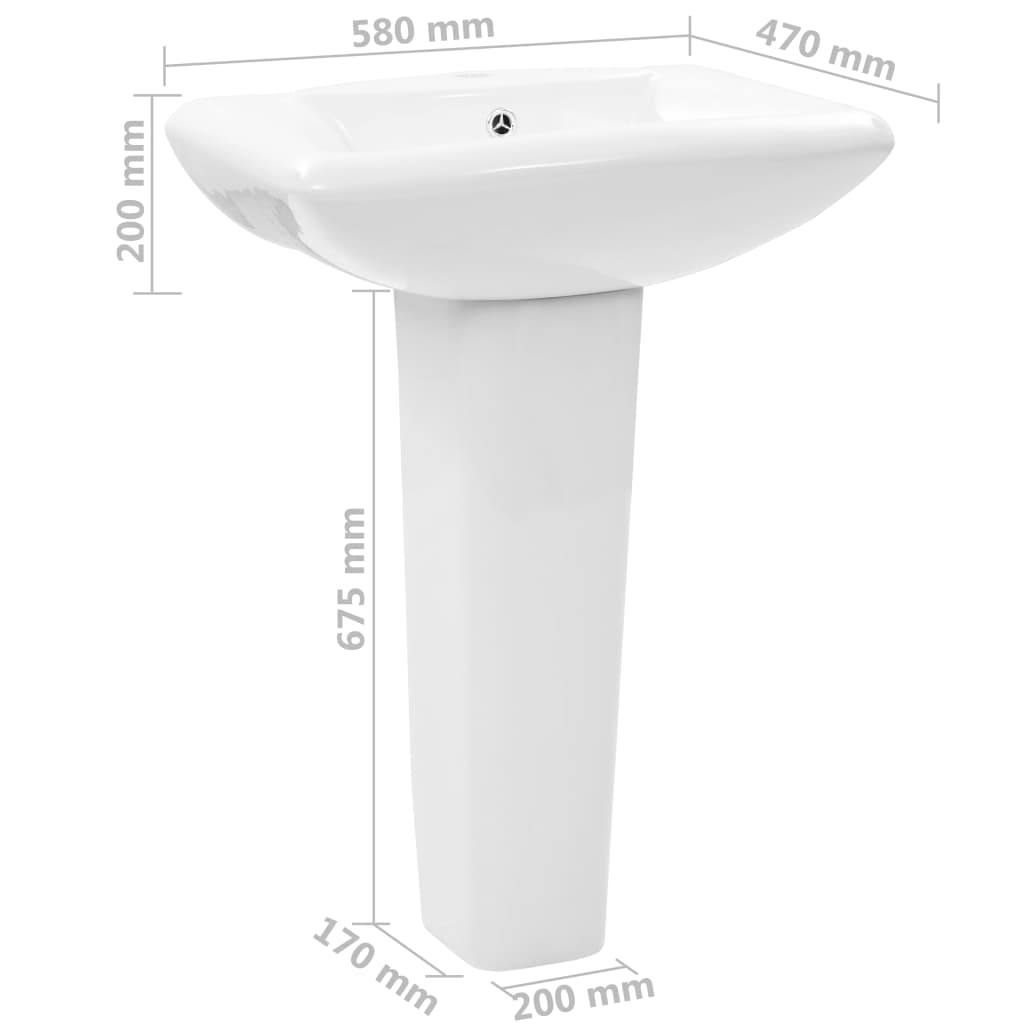 Samostojeći umivaonik keramički bijeli 580 x 470 x 200 mm