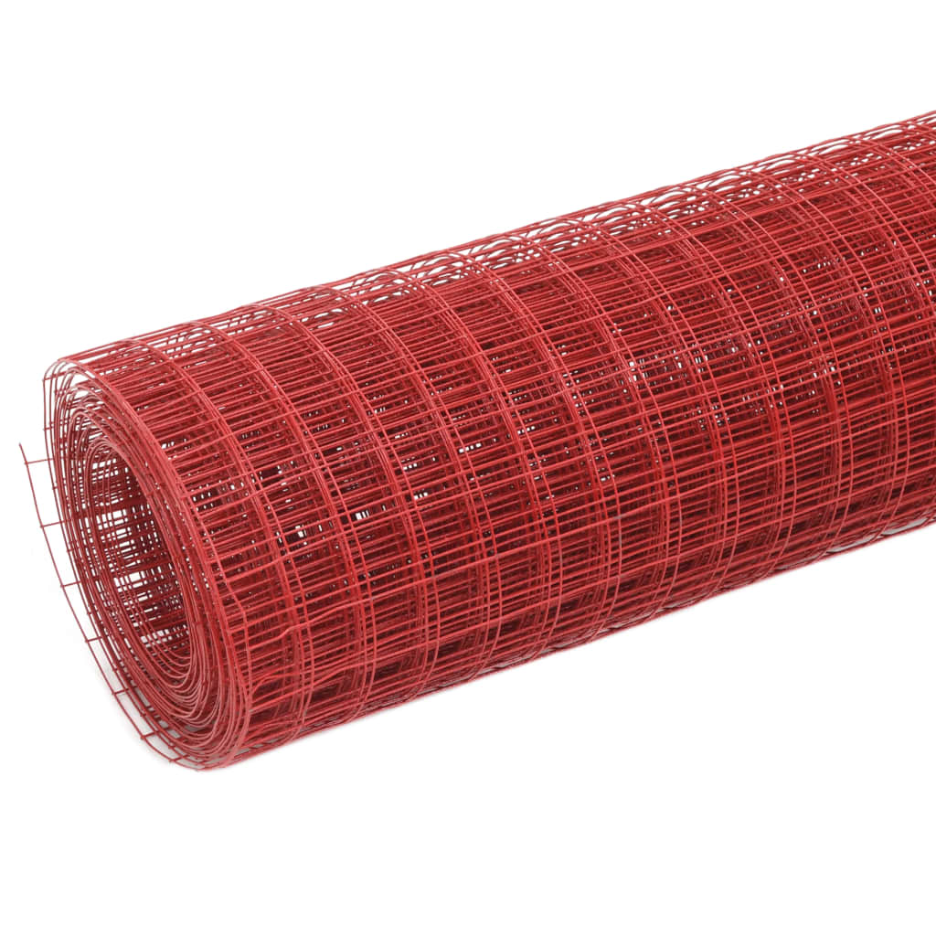 Žičana mreža od čelika s PVC oblogom za kokoši 10 x 1,5 m crvena