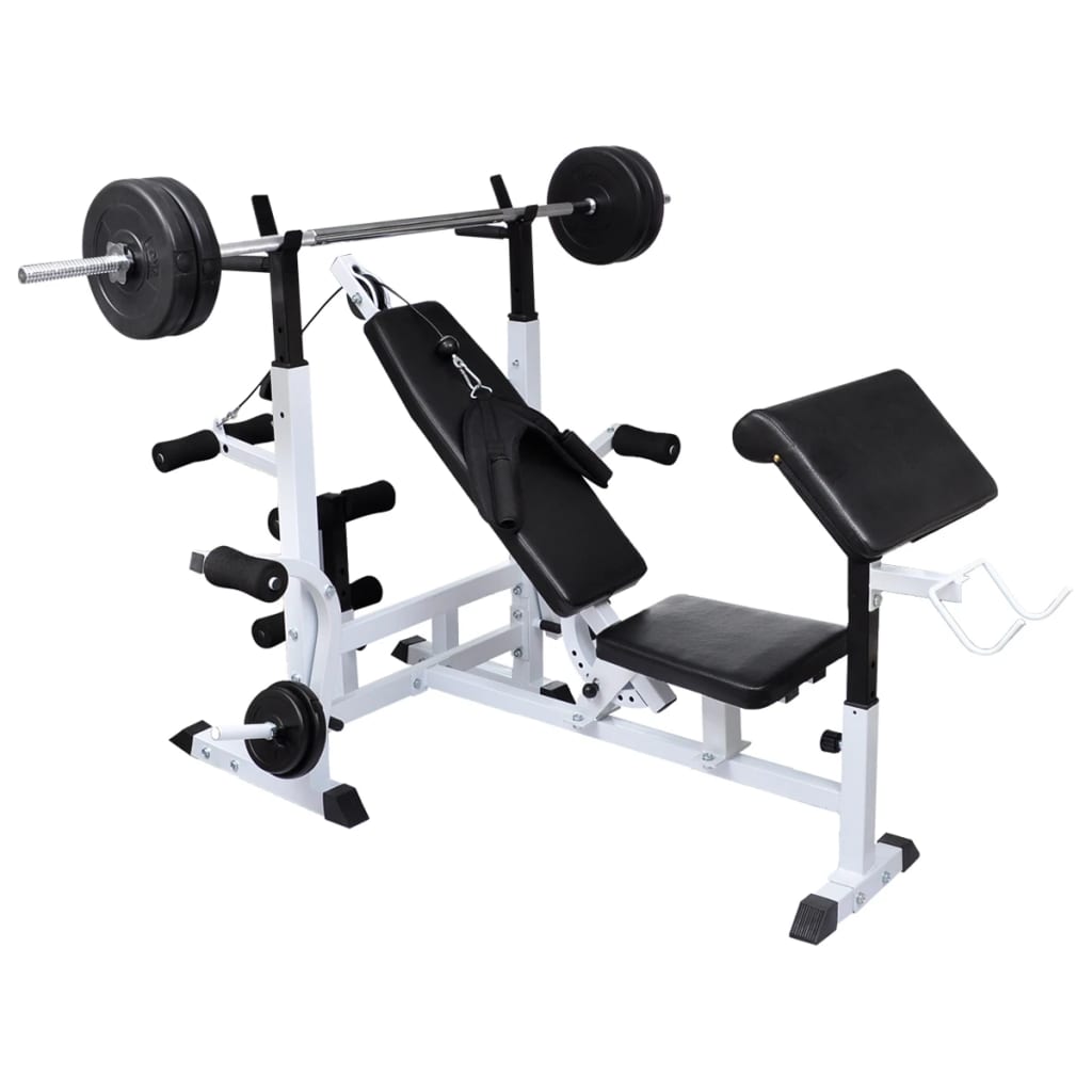 Klupa za dizanje utega sa stalkom i setom utega 90 kg