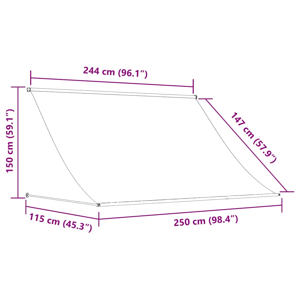 Tenda na uvlačenje 250 x 150 cm žuto-bijela