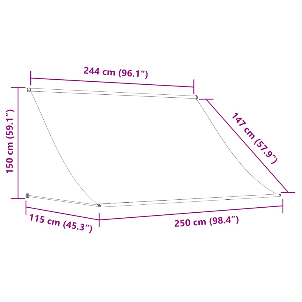 Tenda na uvlačenje 250 x 150 cm antracit