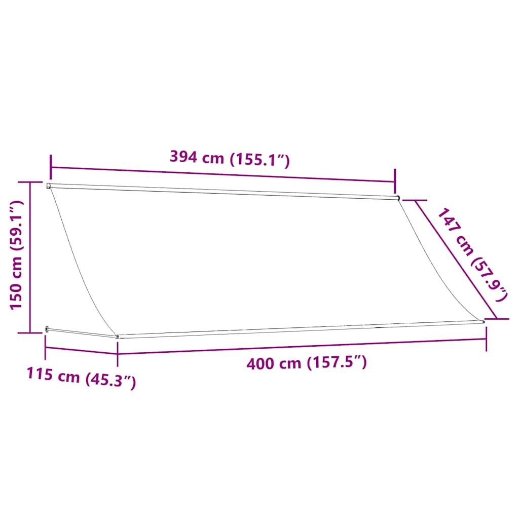 Tenda na uvlačenje 400 x 150 cm antracit