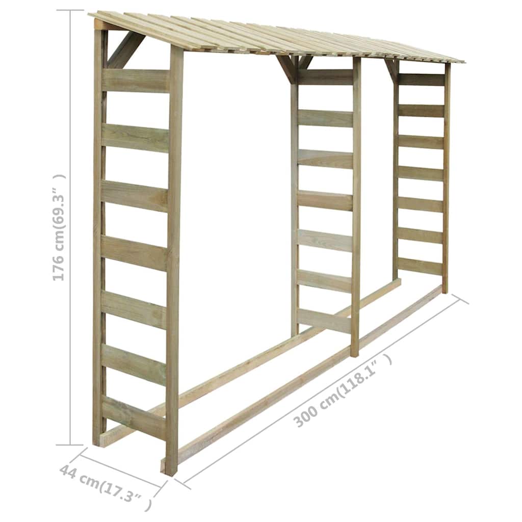 Spremište za drva 300 x 44 x 176 cm od impregnirane borovine