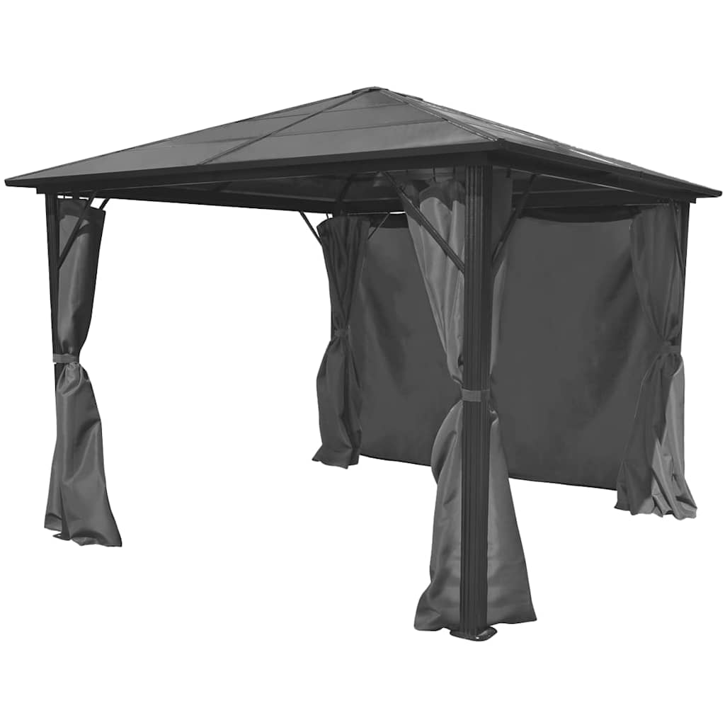 Sjenica sa zavjesom antracit aluminijska 300 x 300 cm
