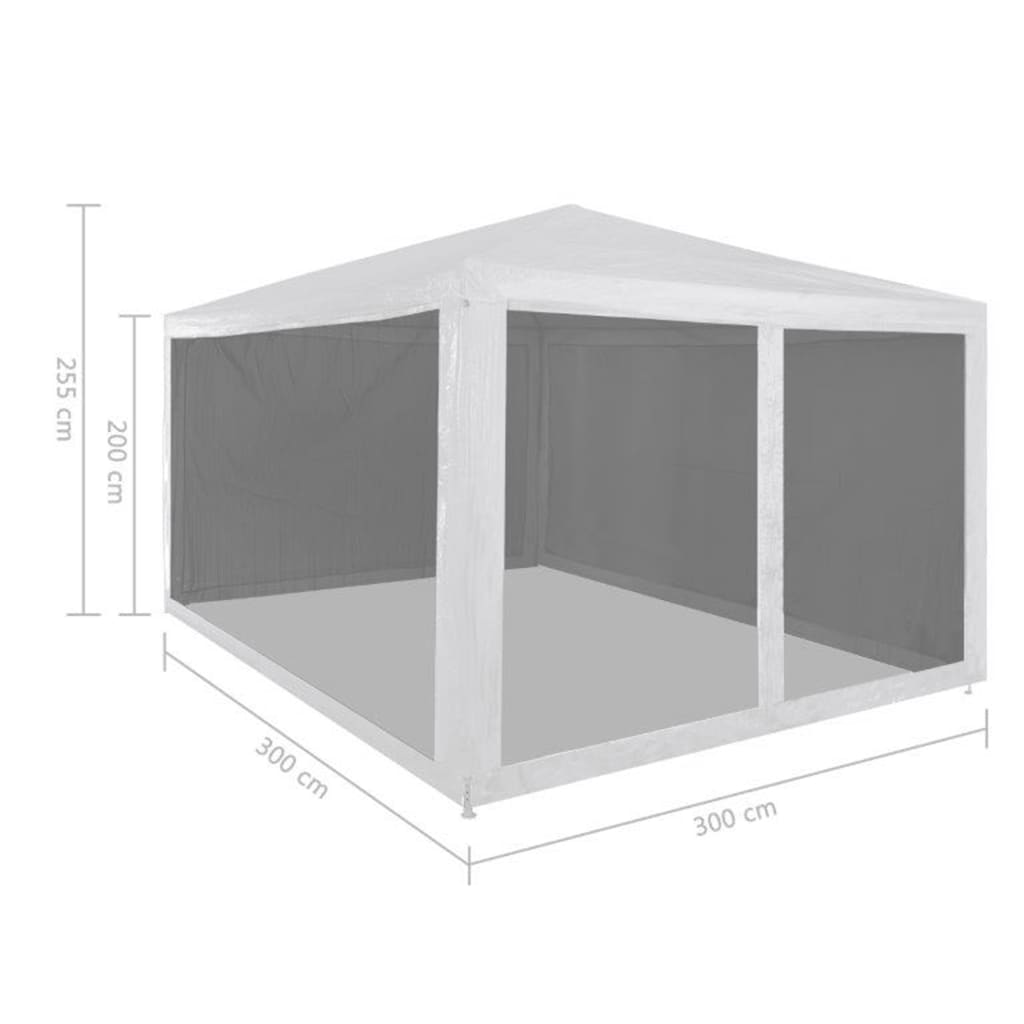 Šator za zabave s 4 mrežasta bočna zida 3 x 3 m