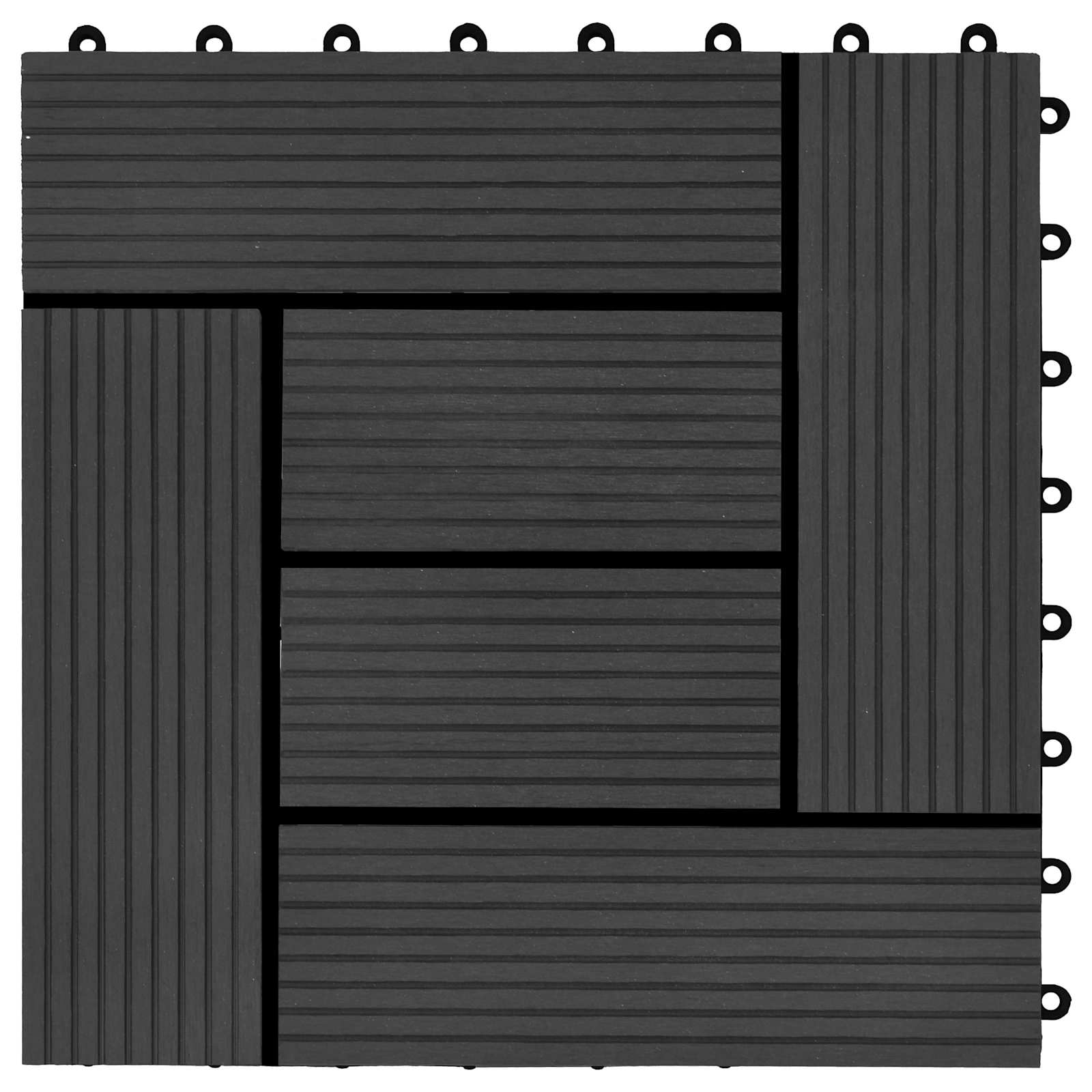 Pločice za decking 11 pcs Crna 30 x 30 cm Drvoplastična smjesa