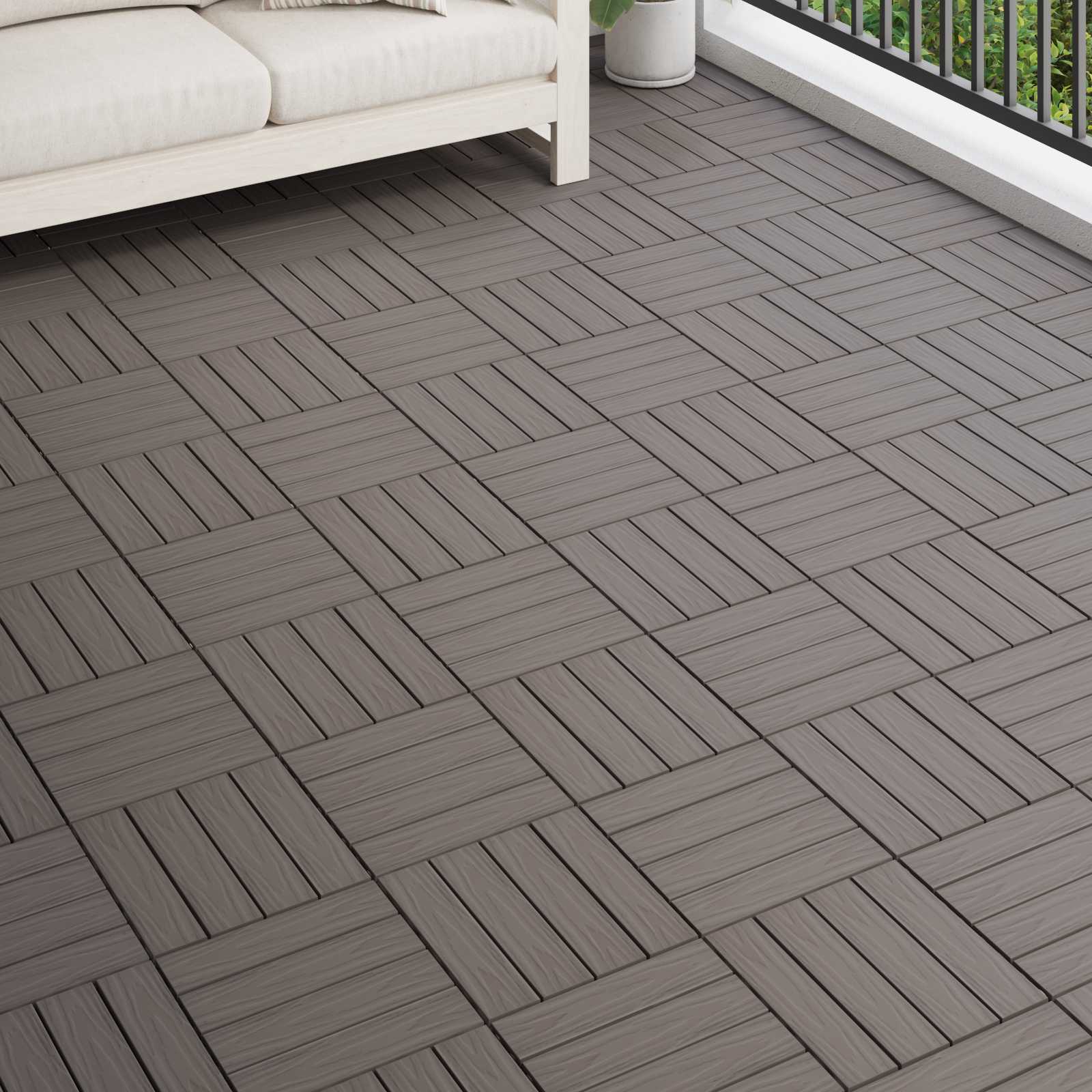 Pločice za decking 3D Dizajn 11 pcs Tamno smeđa 30 x 30 cm