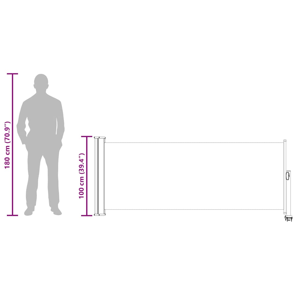 Uvlačiva bočna tenda za terasu 100 x 300 cm siva