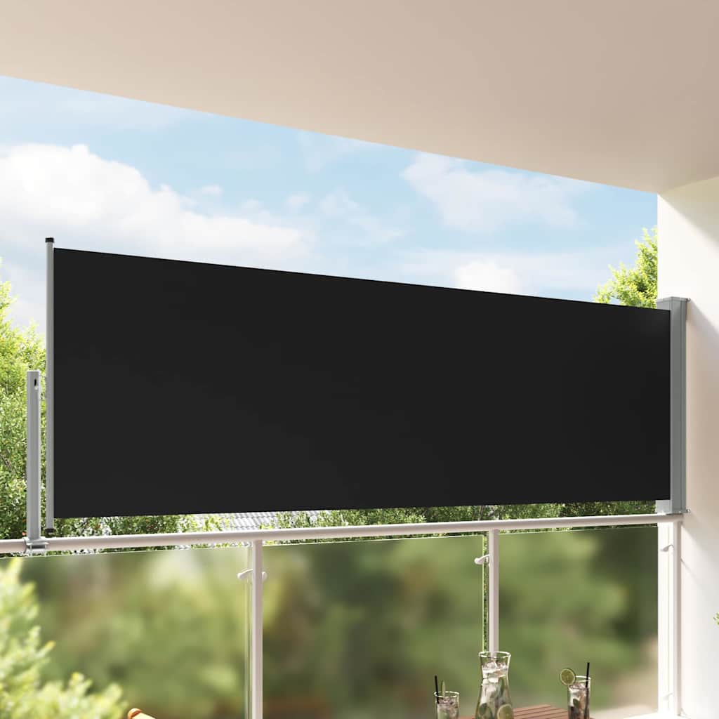 Uvlačiva bočna tenda za terasu 120 x 300 cm crna