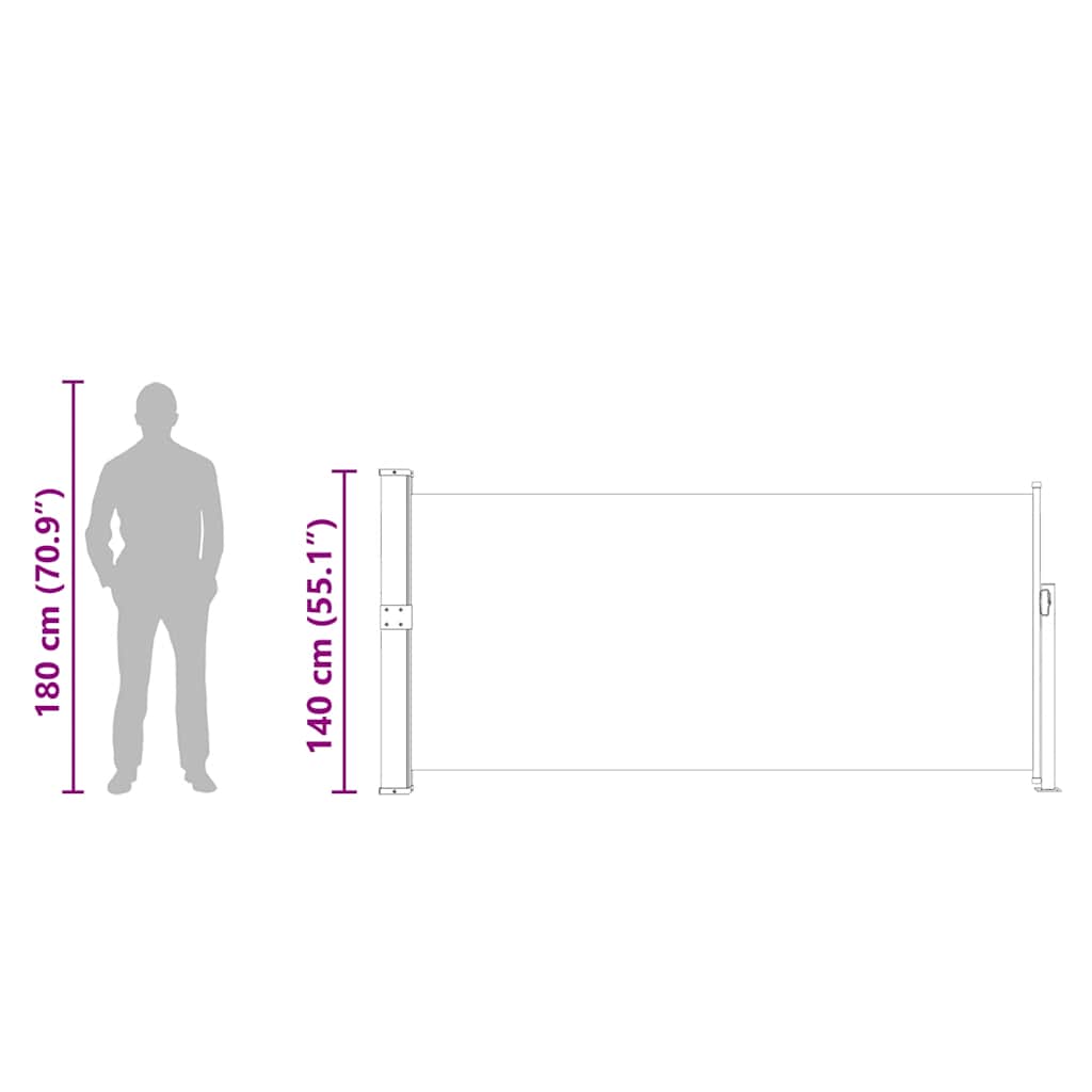 Uvlačiva bočna tenda 140 x 300 cm siva