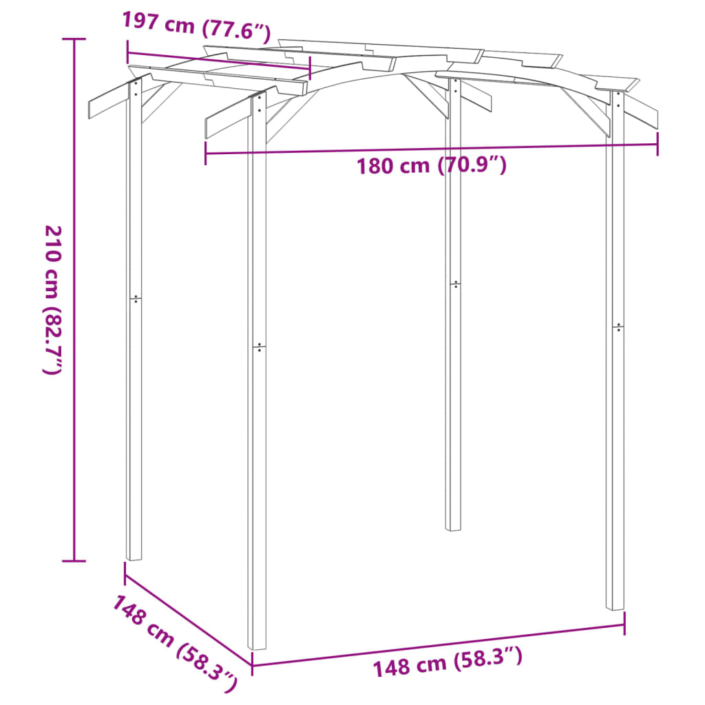 Vrtna pergola od impregnirane borovine 180 x 197 x 210 cm