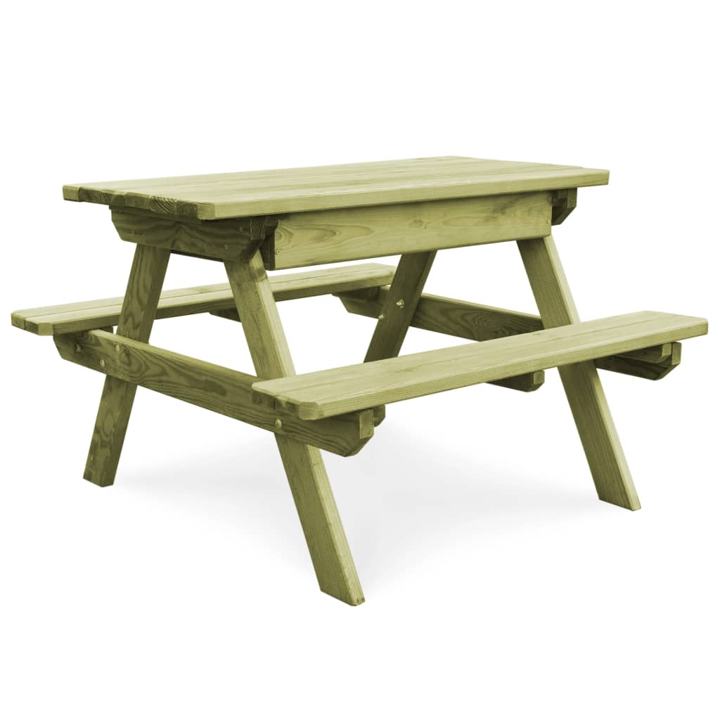 Dječji stol za piknik s klupama 90 x 90 x 58 cm od borovine