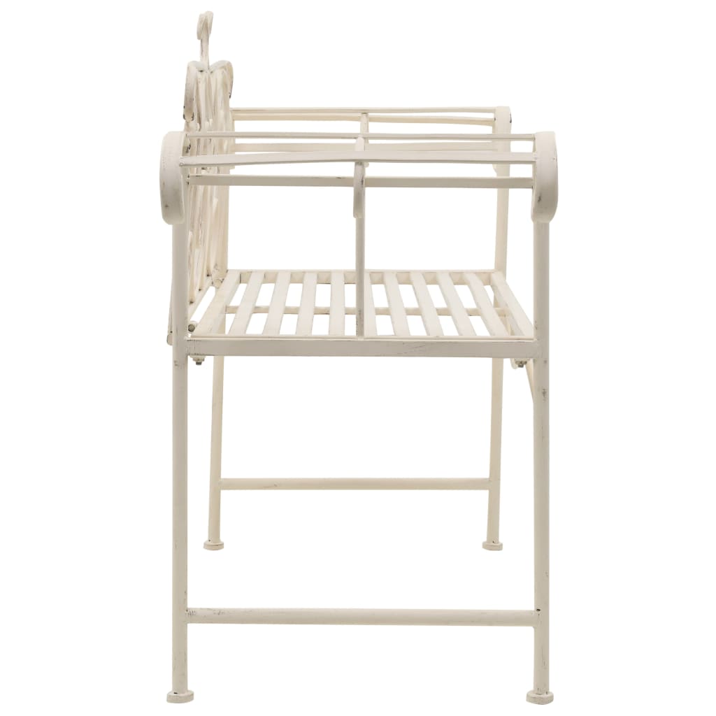 Vrtna klupa 132 cm metalna antikna bijela