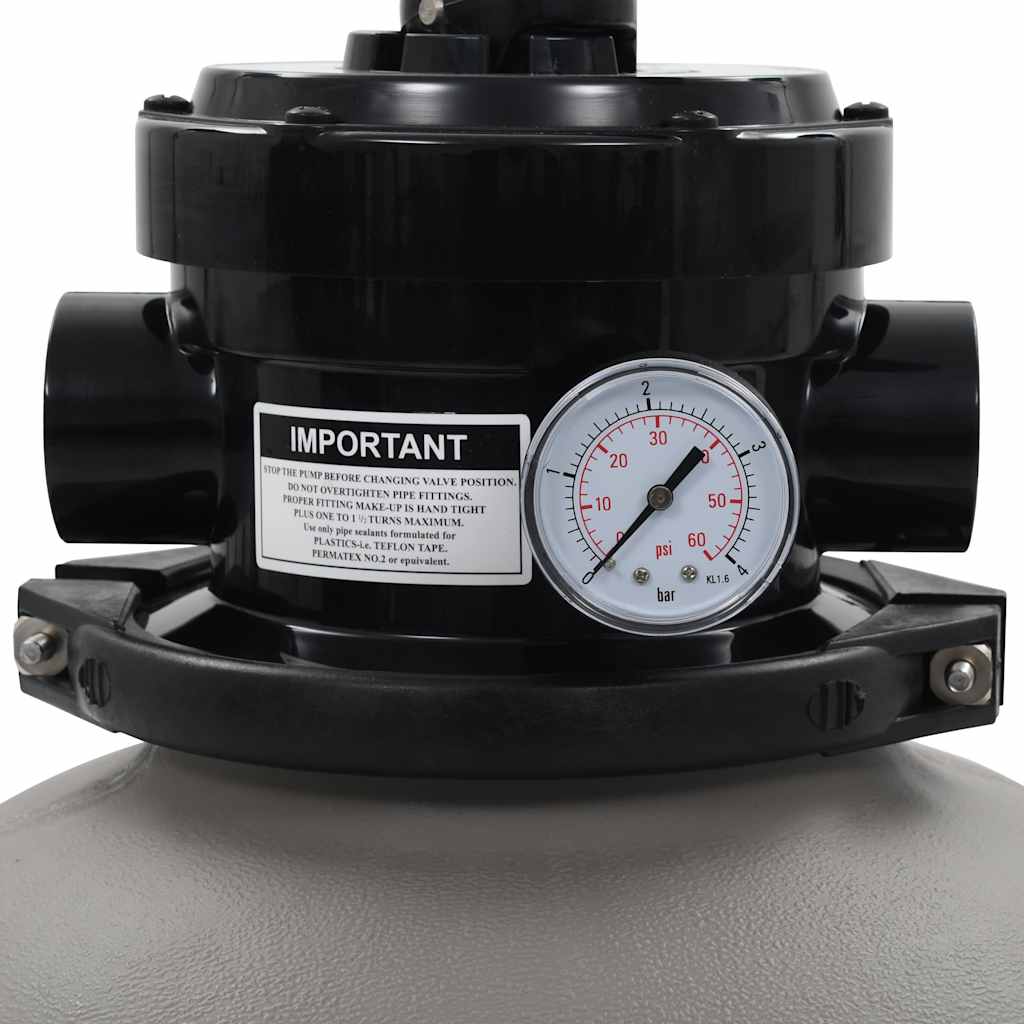 Pješčani filtar za bazen s ventilom s 4 položaja sivi 350 mm