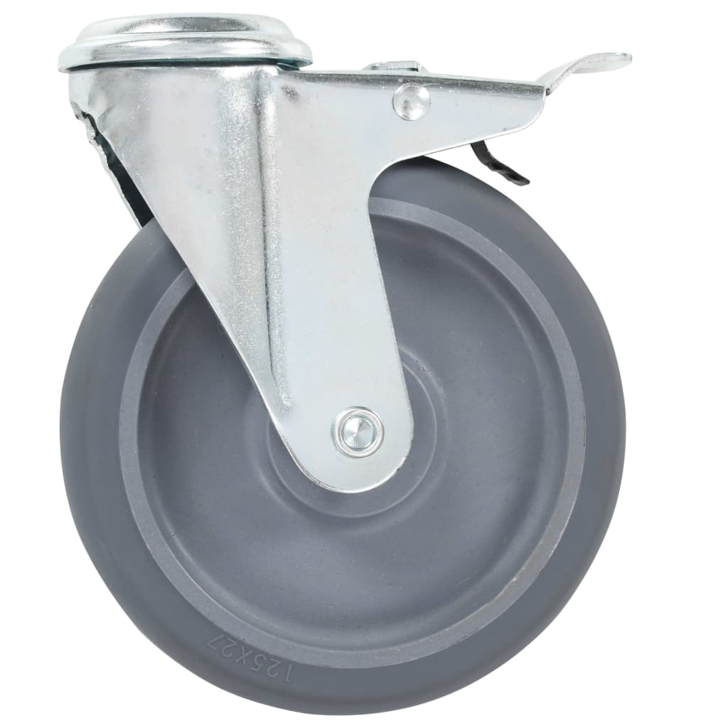 Okretni kotačići s otvorom za vijak i kočnicama 4 kom 125 mm