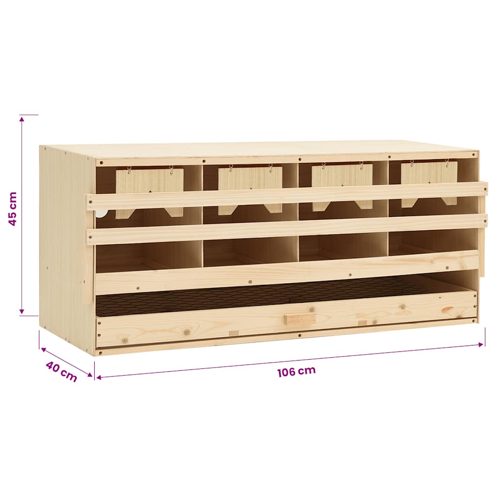 Gnijezdo za nesilice s 4 odjeljka 106x40x45 cm masivna borovina