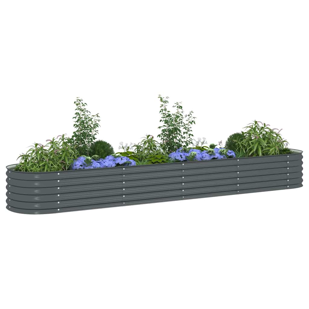 Vrtna sadilica od pocinčanog čelika 400 x 80 x 44 cm siva