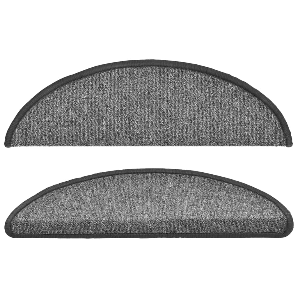 Prostirke za stepenice 15 kom 56x17x3 cm tamno sive poluokrugle
