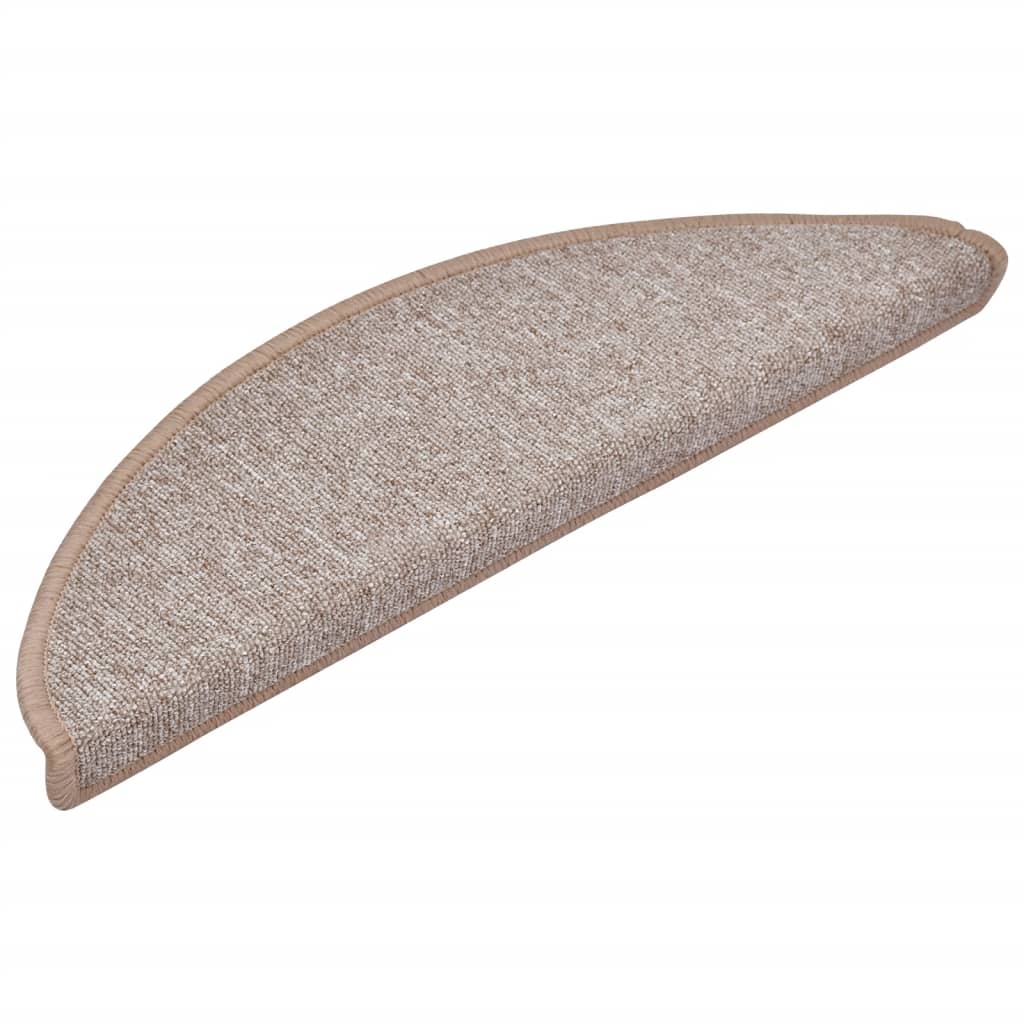 Prostirke za stepenice 15 kom 56x17x3 cm svijetlosmeđe poluokrugle