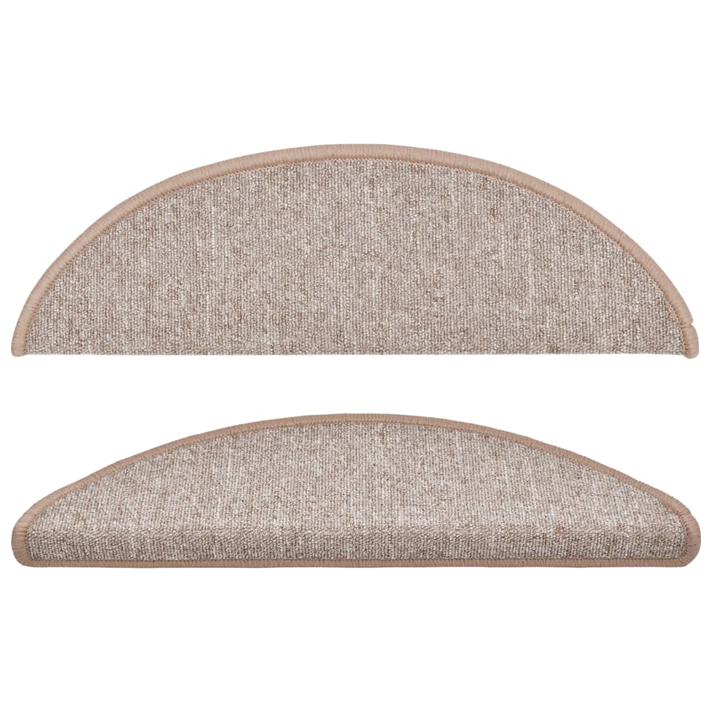 Prostirke za stepenice 15 kom 56x17x3 cm svijetlosmeđe poluokrugle