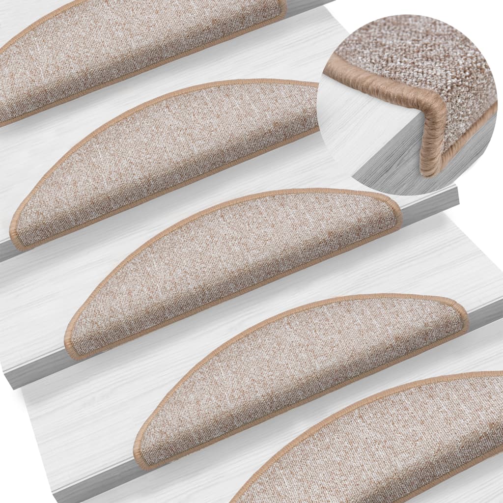 Prostirke za stepenice 15 kom 56x17x3 cm svijetlosmeđe poluokrugle