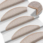 Prostirke za stepenice 15 kom 56x17x3 cm svijetlosmeđe poluokrugle