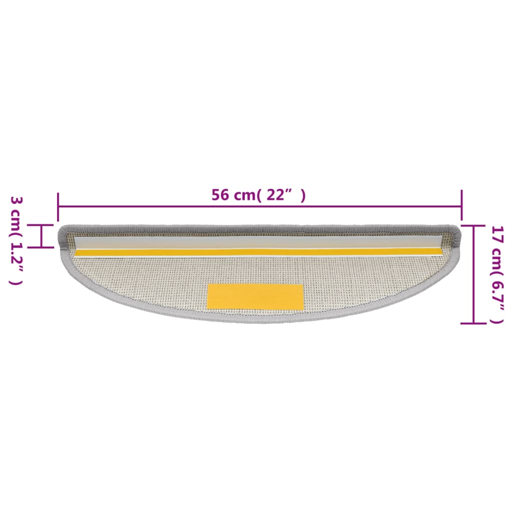 Otirači za stepenice 15 kom svijetlosivi 56 x 17 x 3 cm