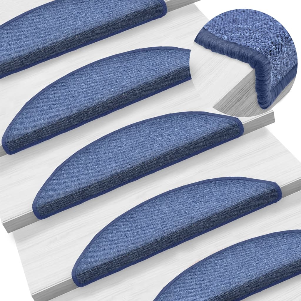 Prostirke za stepenice 15 kom 56x17x3 cm plave poluokrugle