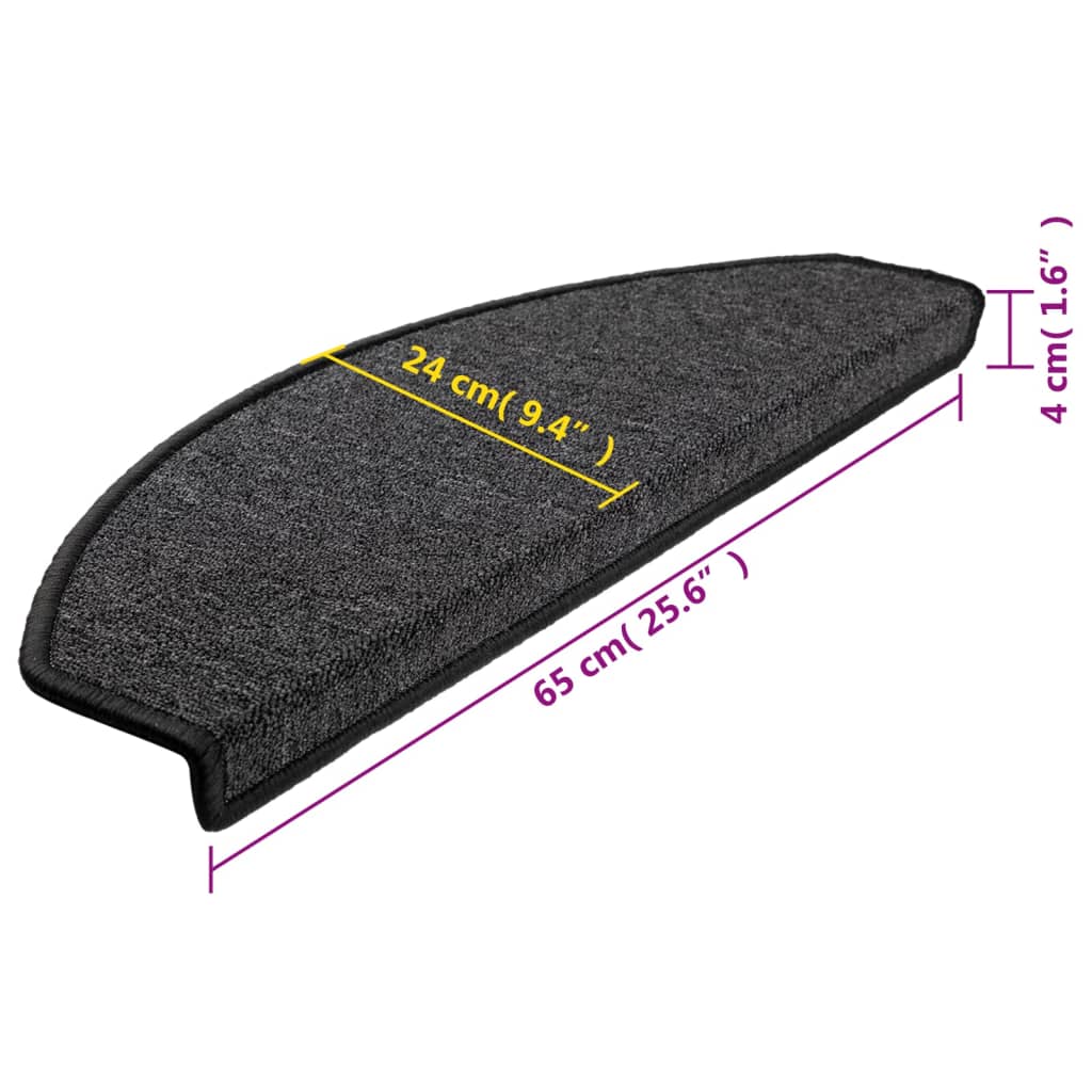 Prostirke za stepenice 15 kom 65x24x4 cm antracit poluokrugle velike