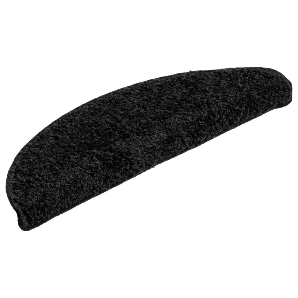 Prostirke za stepenice 15 kom 56x17x3 cm Crne poluokrugle
