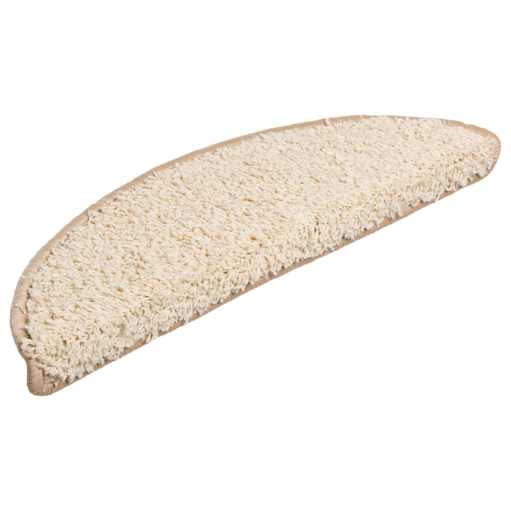 Prostirke za stepenice 15 kom 56x17x3 cm krem poluokrugle