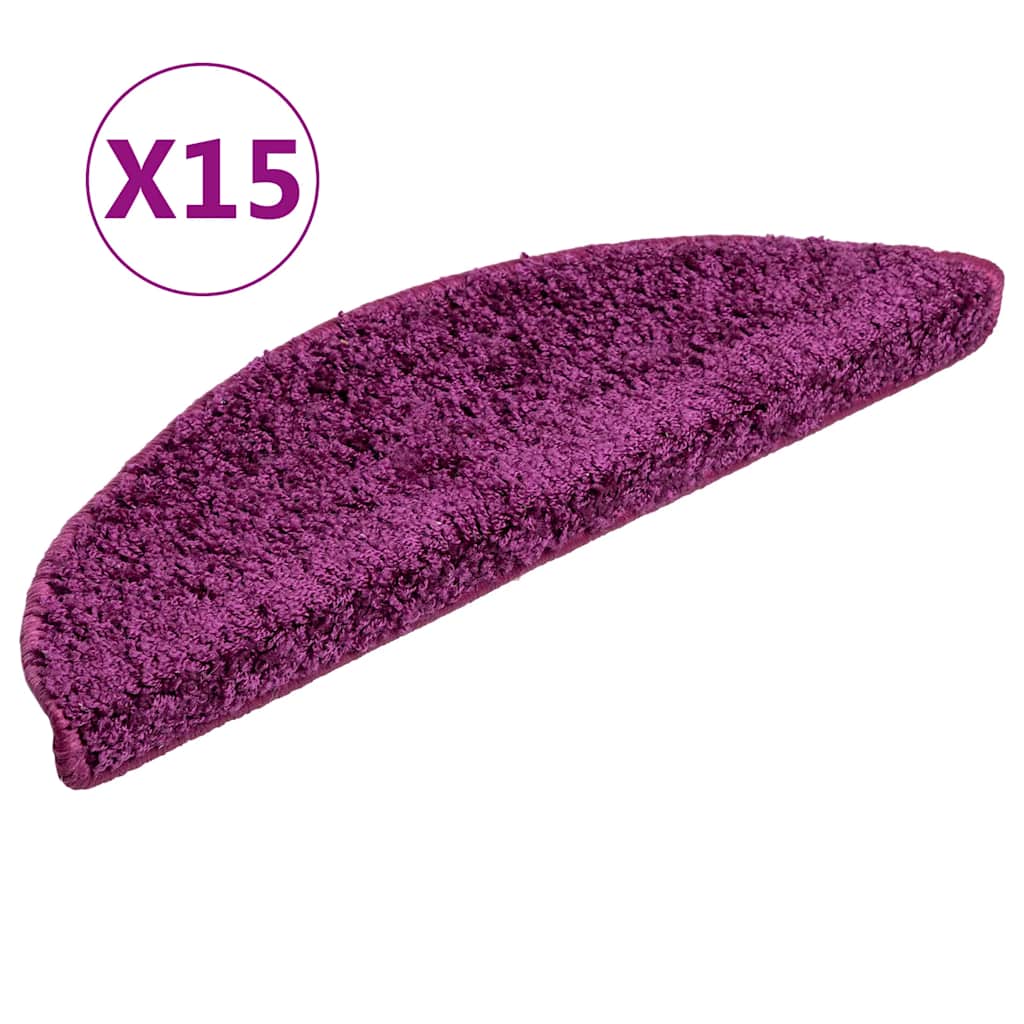 Prostirke za stepenice 15 kom 56x17x3 cm ljubičaste poluokrugle